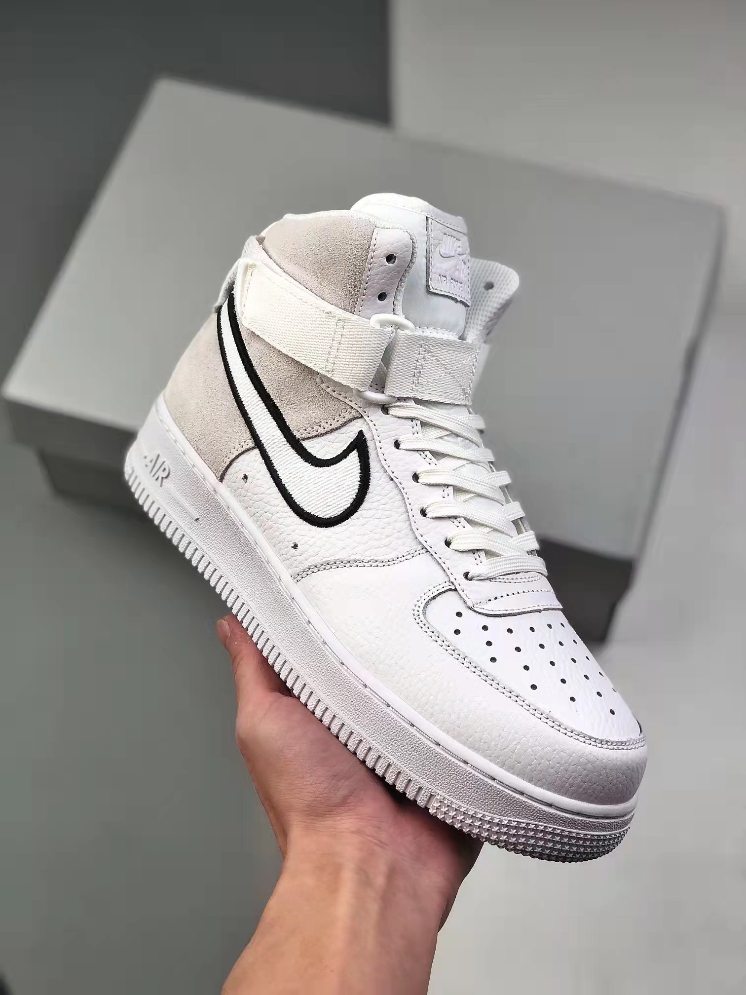 Nike Air Force 1 High White Vast Grey Black AO2442-100 - Stylish Sneakers
