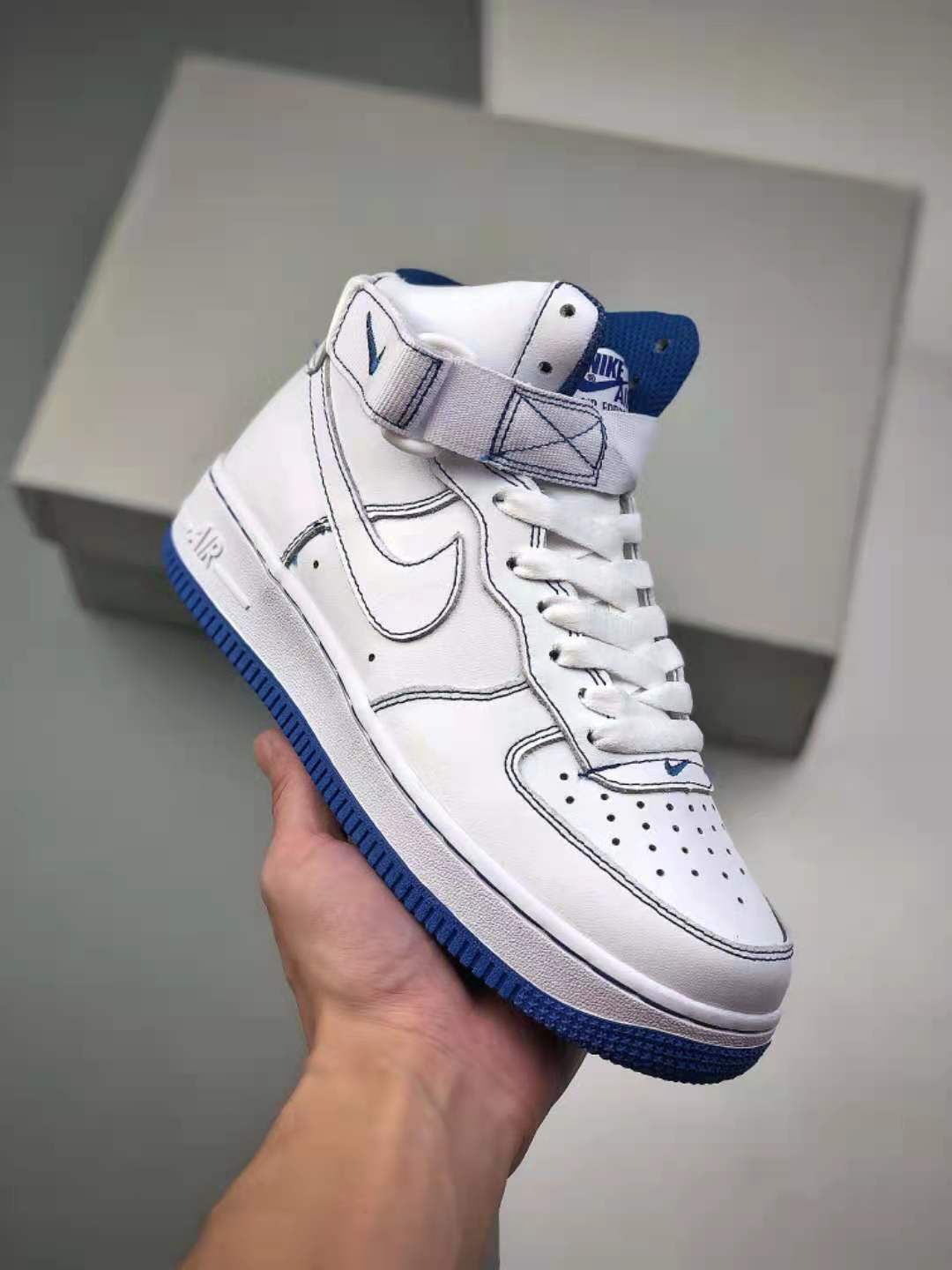 Shop the Nike Air Force 1 High White Royal Blue Contrast Sneakers - CV1753-101